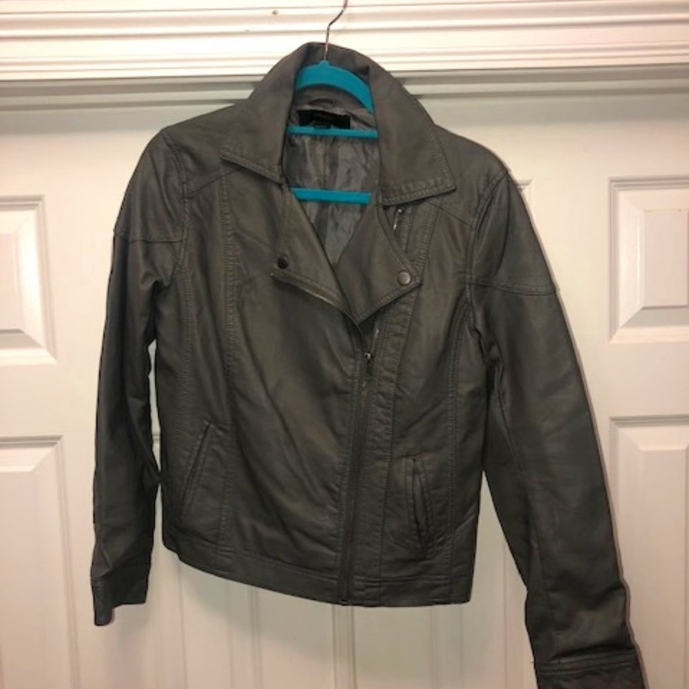 Gray Leather Jacket